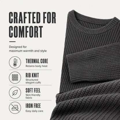 Men’s Casual Crew Neck Knit Sweater - Classic Style & Cozy Comfort