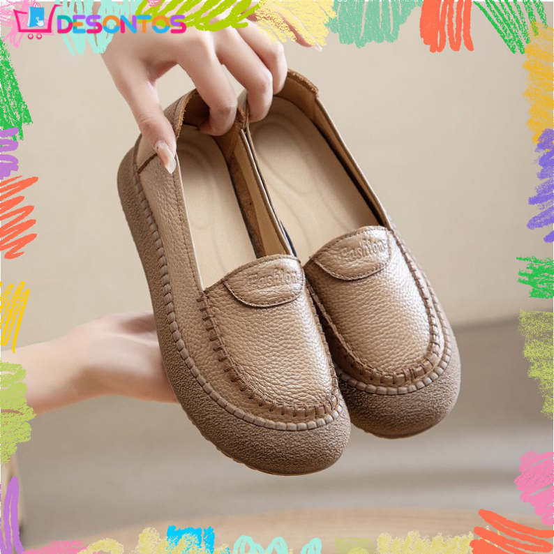 Genuine Cowhide Leather Soft-Sole Shoes