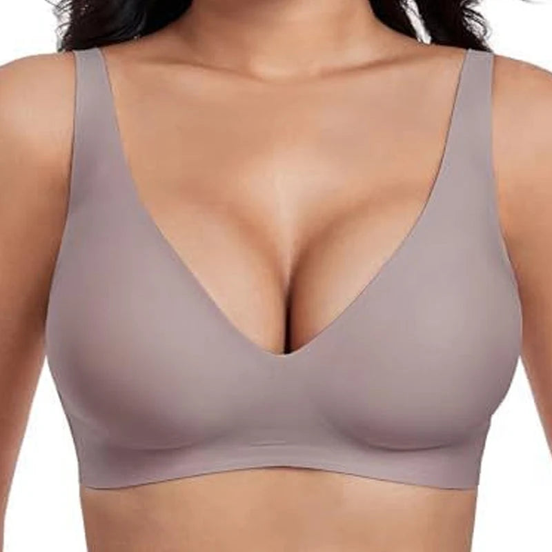 🏆 Last Day Special Price £9.99 ! 💐Jelly Wireless Womens Comfortable Wireless Bras Push Up Bralettes Seamless Tshirts Bras Deep V Everyday Bras