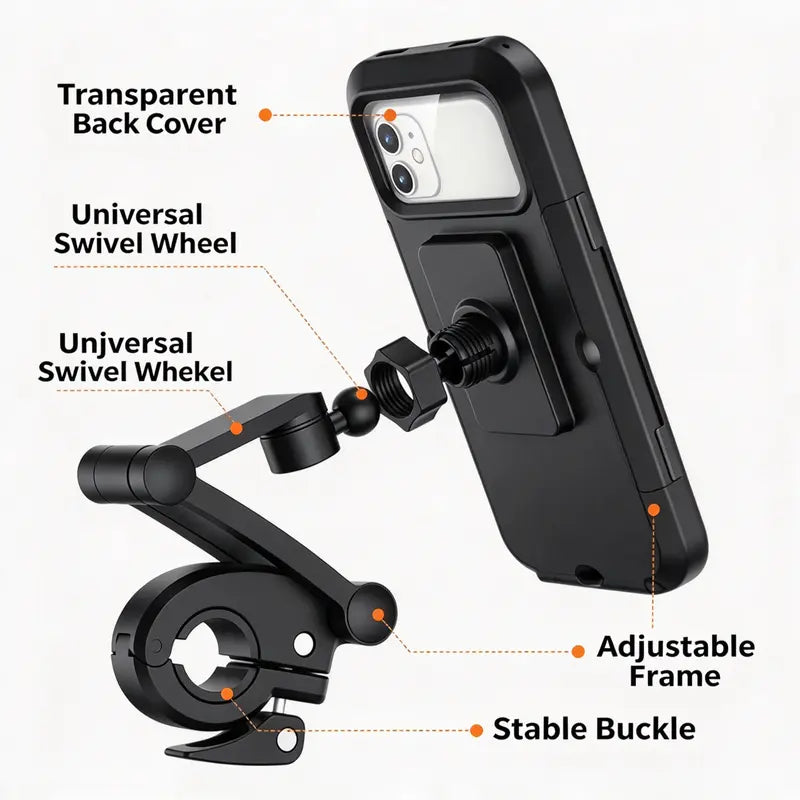 🚴 Waterproof Bike Phone Mount – 360° Rotating Shockproof Handlebar Holder for 4–6.7" Phones
