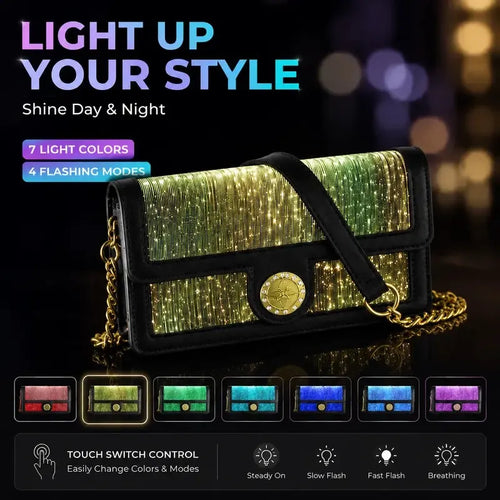 🌈 Fiber Optic Light-Up Crossbody Bag – 7 Colors & 4 Light Modes