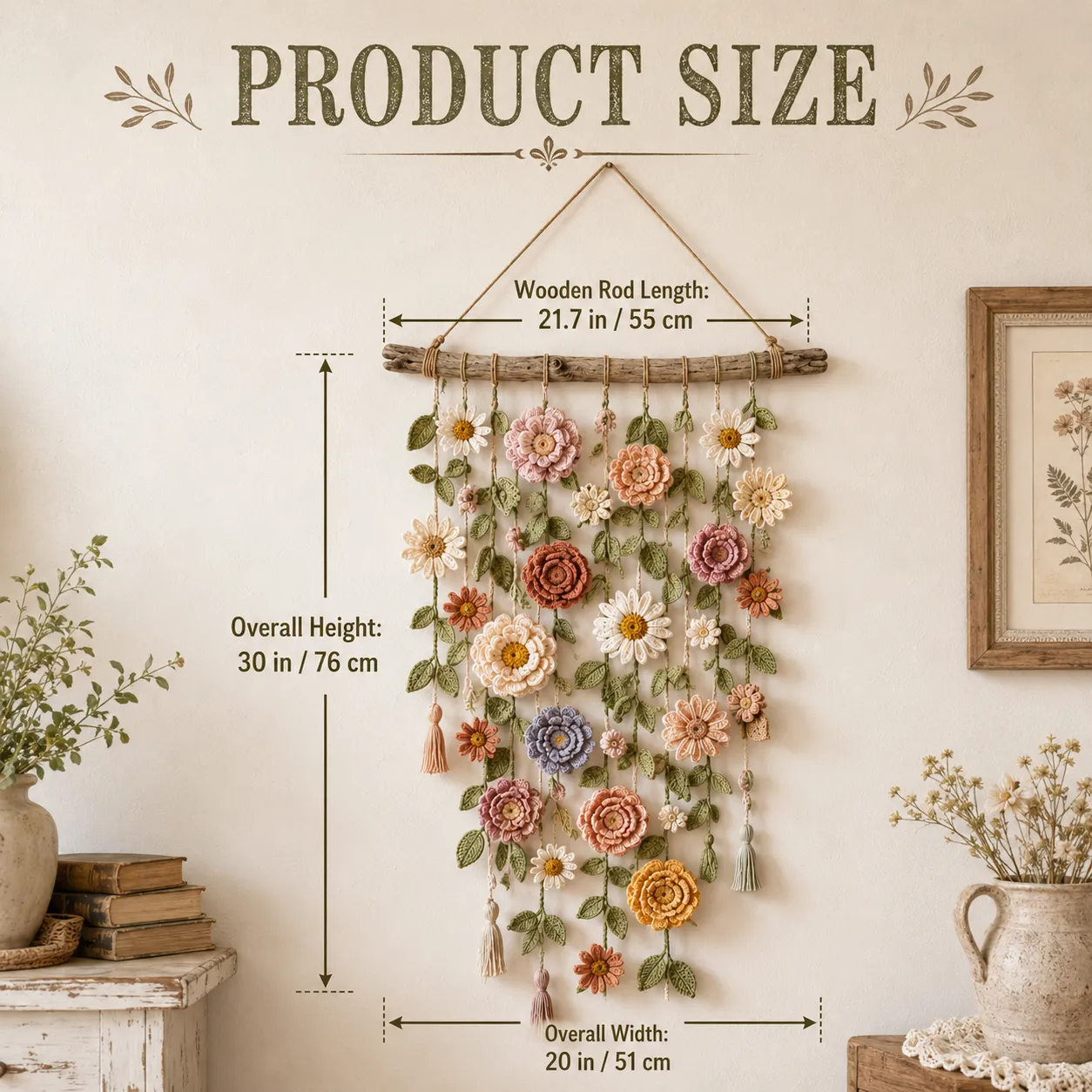 Boho Crochet Flower Wall Hanging Decor