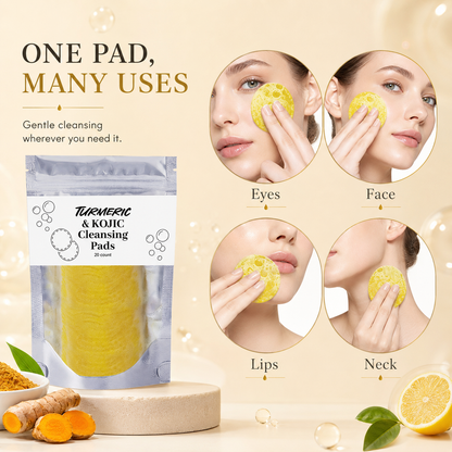 🌿 Natural Turmeric & Kojic Acid Facial Cleansing Pads - Gentle Cleansing & Daily Skin Care