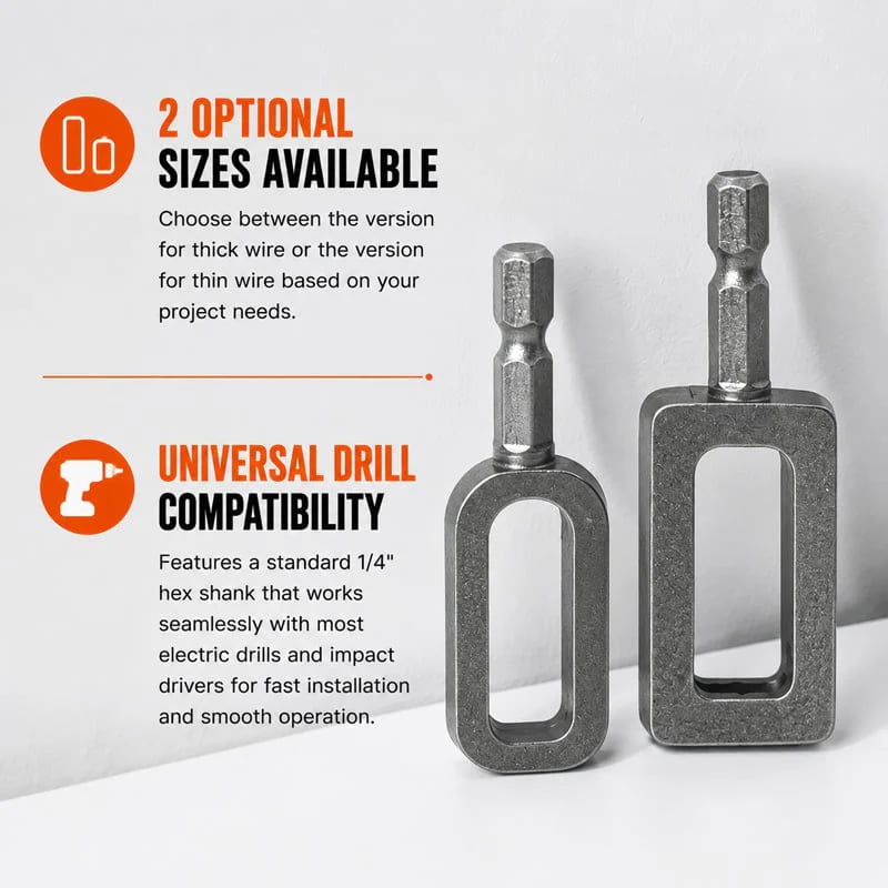 3PCS 🧰Steel Wire Twisting Tool for Drill - Fast Tightening & Auto Trimming Wire Twist Attachment