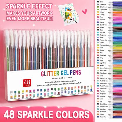 🎨Sparkle Deal Vibrant Glitter Gel Pens for Coloring, Drawing & Creative Fun