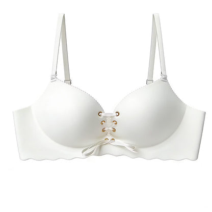 Drawstring Push Up Bra | Instant Cleavage & Anti-Sagging | Add 2 Cups Padded Wireless Strapless Bras Comfort Bra for A B C Cups Womenswear Minimalist Pink