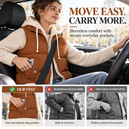 Unisex Layered Hooded Thermal Vest - Stylish, Warmth & Lightweight Comfort