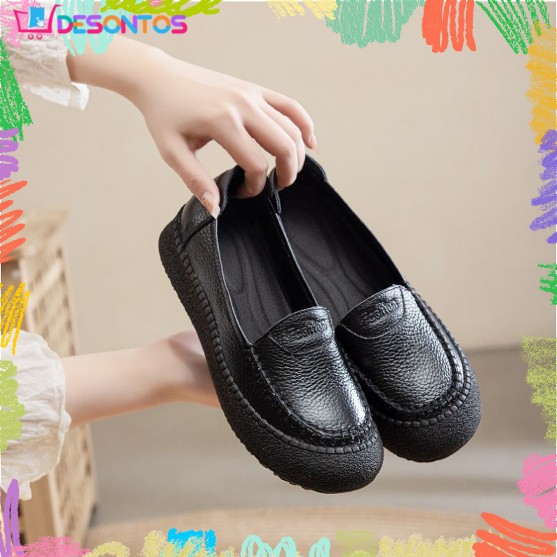 Genuine Cowhide Leather Soft-Sole Shoes