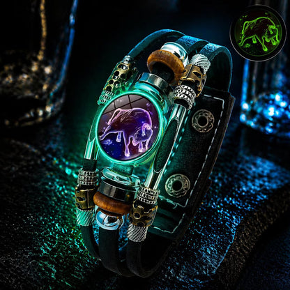 Glow‑in‑the‑dark Leather Zodiac Sign Bracelet: Unique Design & Personalized Style