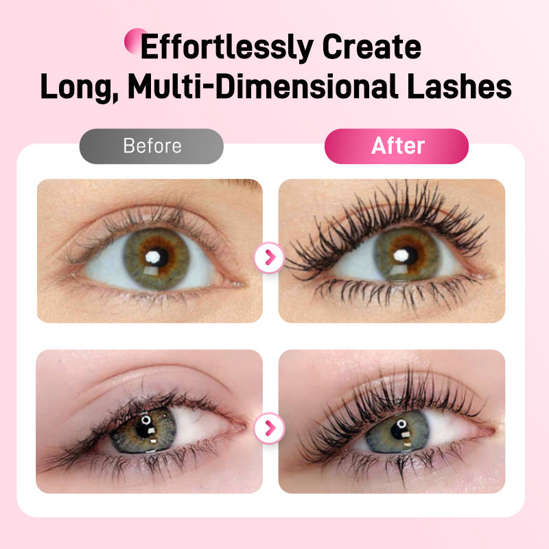 💕50% OFF NOW! Double-Ended Waterproof Lengthening & Curling Mascara, Cartoon-Like Voluminous Lashes, Smudge-Proof Long Lasting Eye Makeup, No Clumping Lash Mascara