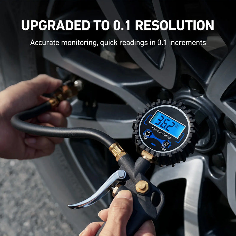Digital Tire Pressure Gauge with Inflator for Car & Bicycle