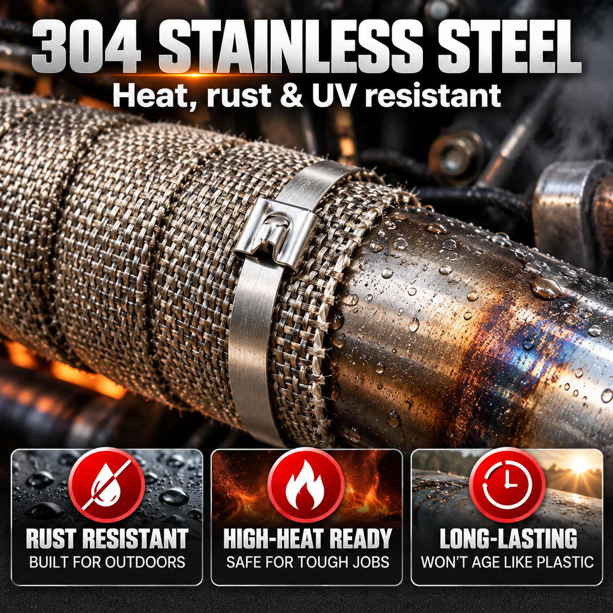 304 Stainless Steel Cable Tie Kit with Tool + 100 Ties: Durable & Easy Installation