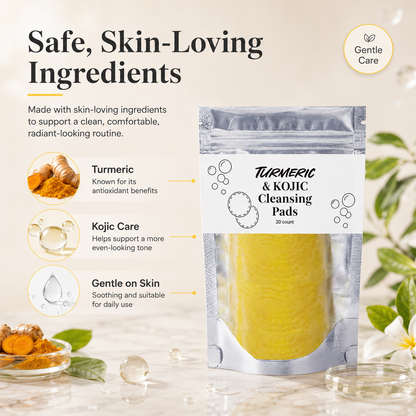 🌿 Natural Turmeric & Kojic Acid Facial Cleansing Pads - Gentle Cleansing & Daily Skin Care