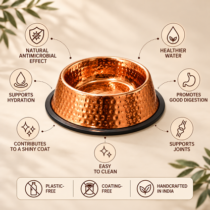 Auremod™ Premium Hammered Copper Pet Bowl – Elegant Design & Non-Slip Base