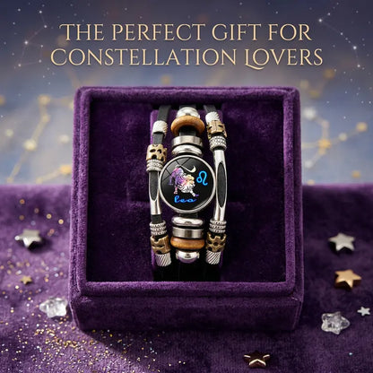 Glow‑in‑the‑dark Leather Zodiac Sign Bracelet: Unique Design & Personalized Style