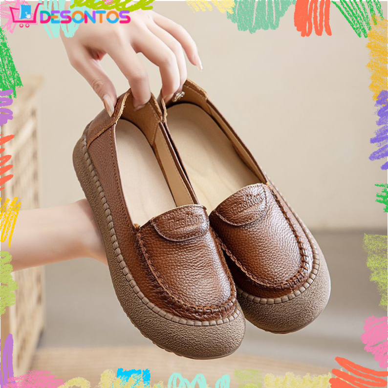 Genuine Cowhide Leather Soft-Sole Shoes