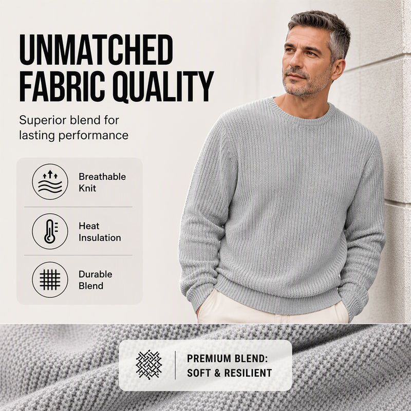Men’s Casual Crew Neck Knit Sweater - Classic Style & Cozy Comfort