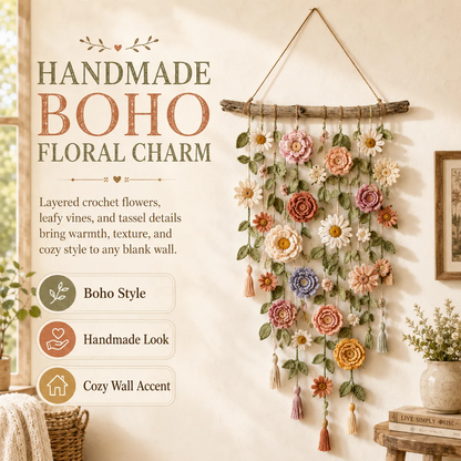 Boho Crochet Flower Wall Hanging Decor