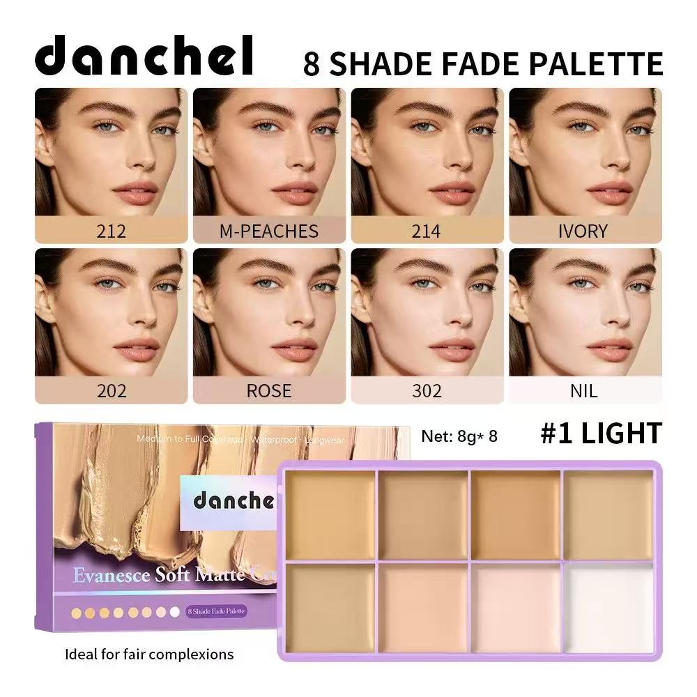 8-Color Cream Concealer & Contour Palette: Multi-Tone Coverage & Easy Blending
