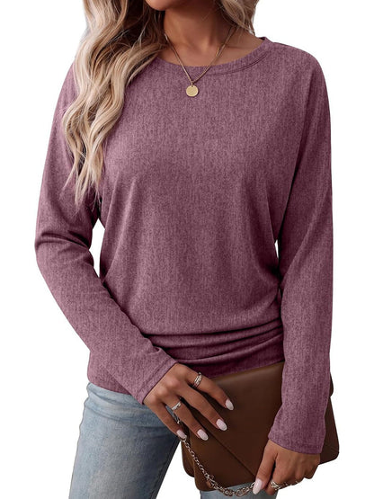 Women’s Fall Ruched Hem Long Sleeve Top - Stylish Fit & Everyday Comfort