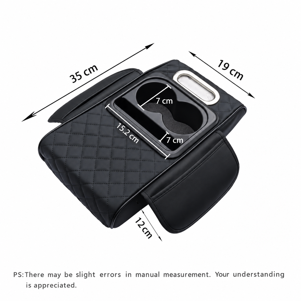 Car Armrest Cushion,5-in-1 Center Console Cover with 2 Storage Bags Cup Holder