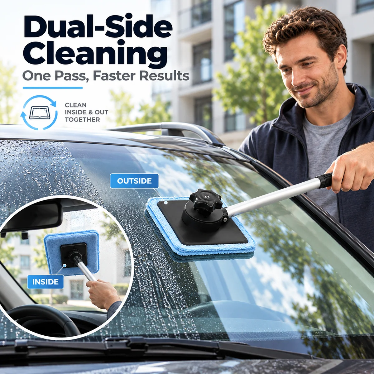 🧲Dual Magnetic Car Windshield Cleaner | Streak-Free Auto Glass Cleaning Kit🚗