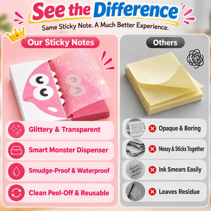 ✨ Glitter Transparent Pull-Out Sticky Notes - Stylish Aesthetic Memo Pads & Easy-to-Write