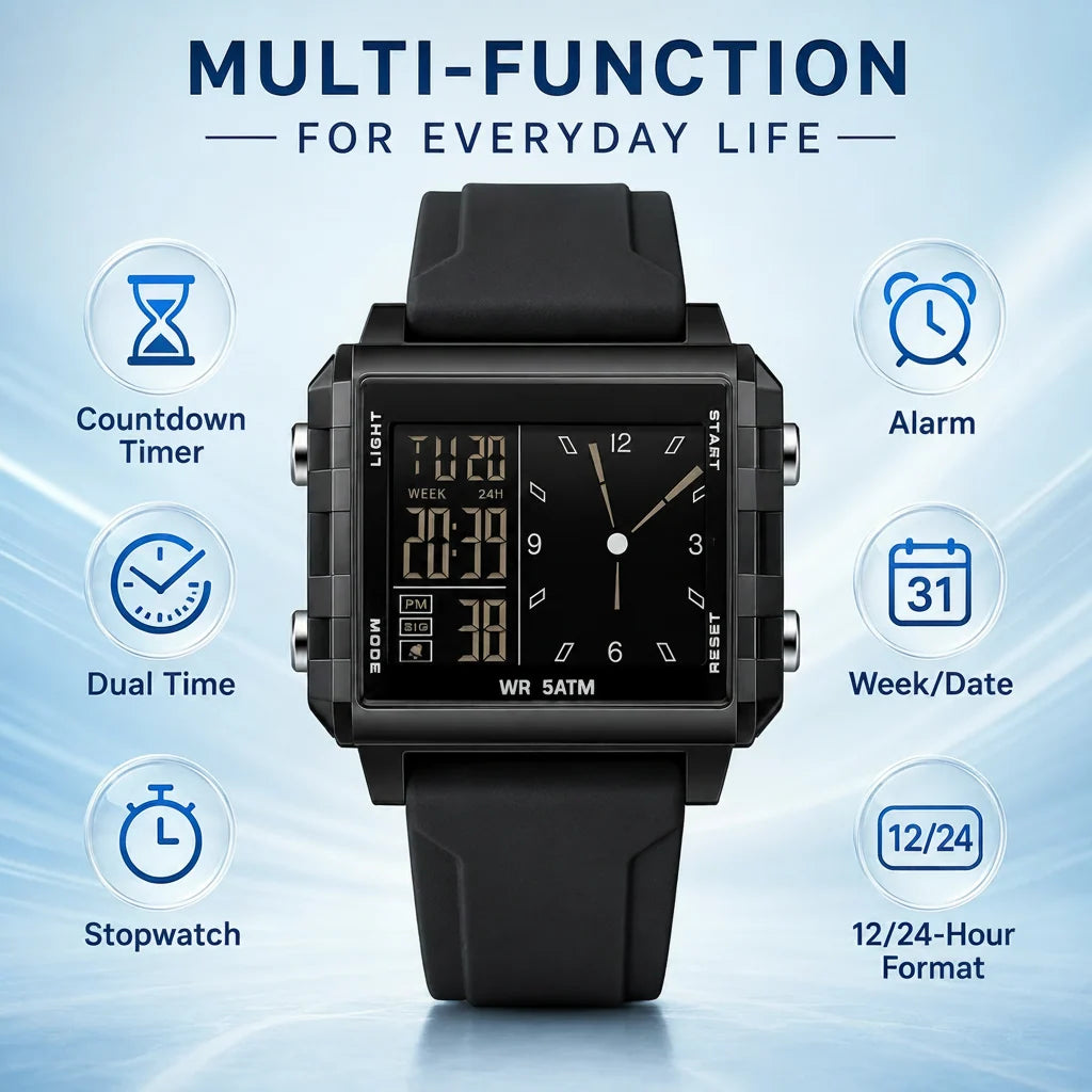 🔥Analog-Digital Sport Watch – Waterproof, Luminous & Multi-Function
