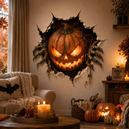 🎃👻Halloween Break-In 3D Wall Decals: Realistic Horror Effect & Spooky Party Decor