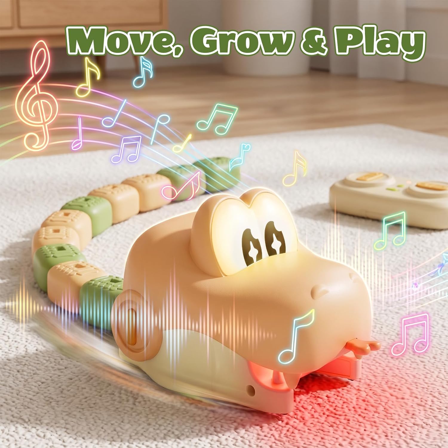 Magnetic snake toy with music, lights and glowing eyes
