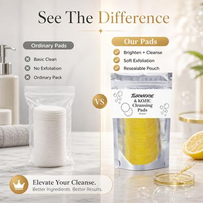 🌿 Natural Turmeric & Kojic Acid Facial Cleansing Pads - Gentle Cleansing & Daily Skin Care