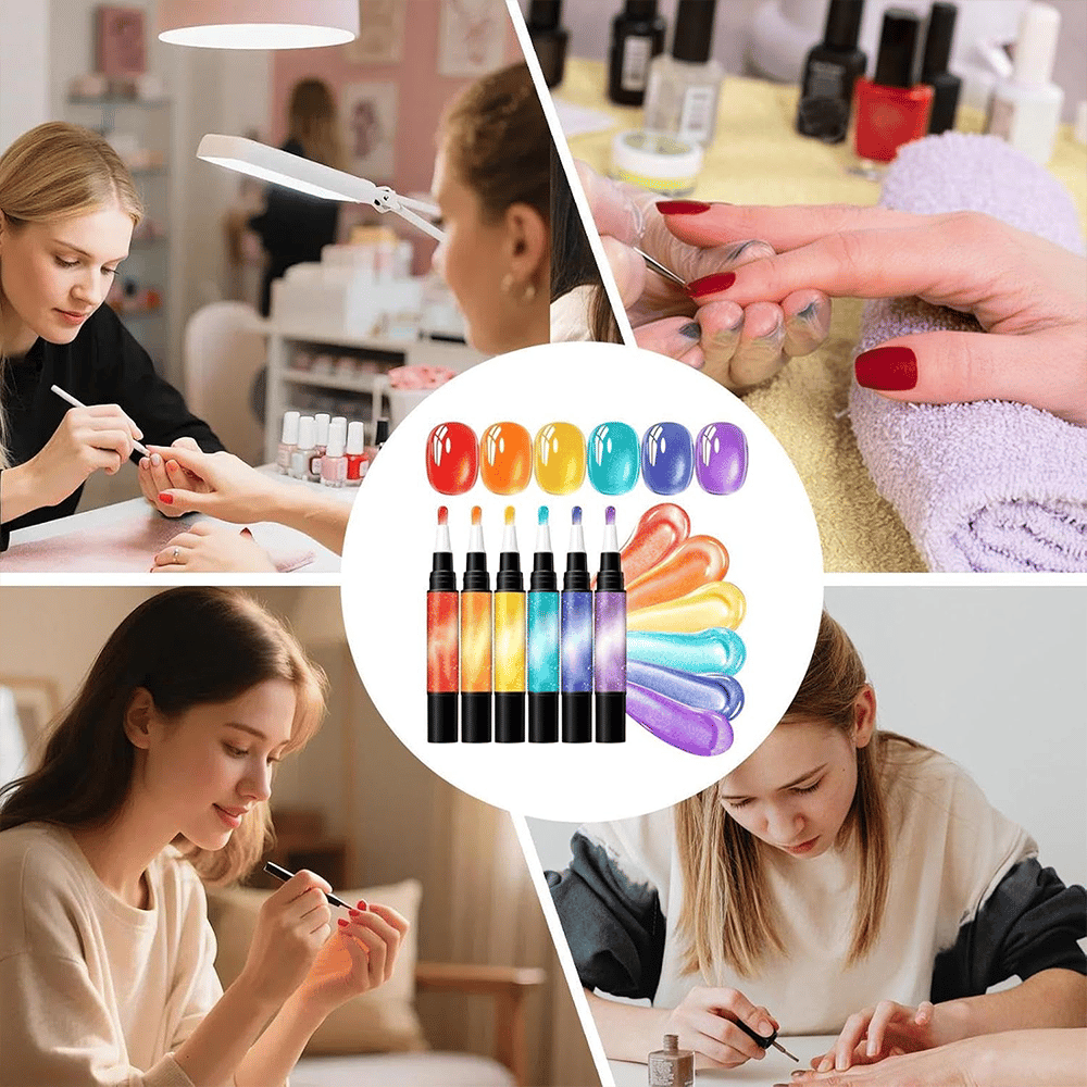 💅 6PCS DIY Gel Nail Art Painting Pen Set – Creative Designs & Easy-to-Use, Salon Beauty at Home