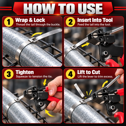 304 Stainless Steel Cable Tie Kit with Tool + 100 Ties: Durable & Easy Installation