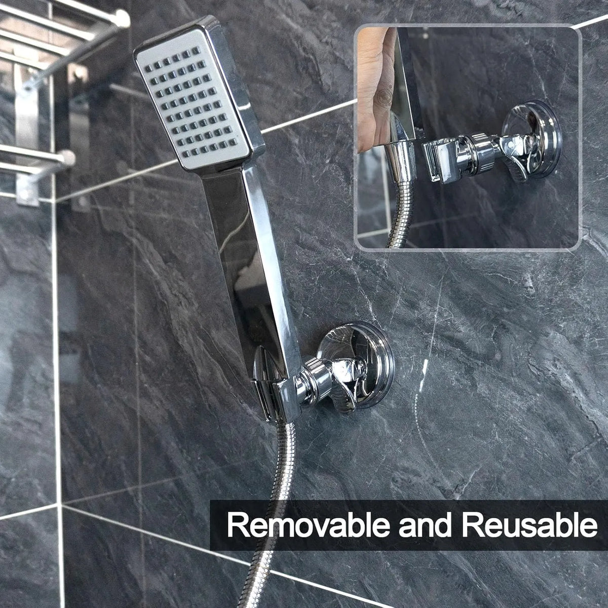 Adjustable Shower Head Holders Removable Suction Cup: Easy Installation & Strong Suction Cup