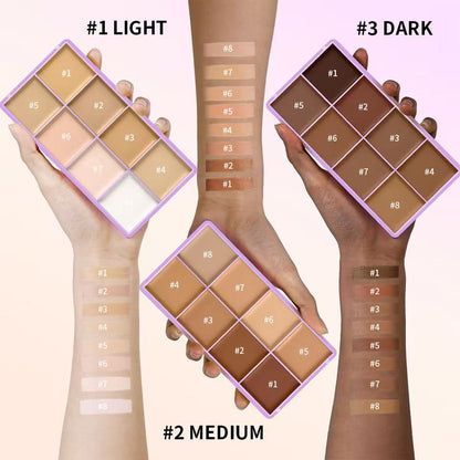 8-Color Cream Concealer & Contour Palette: Multi-Tone Coverage & Easy Blending