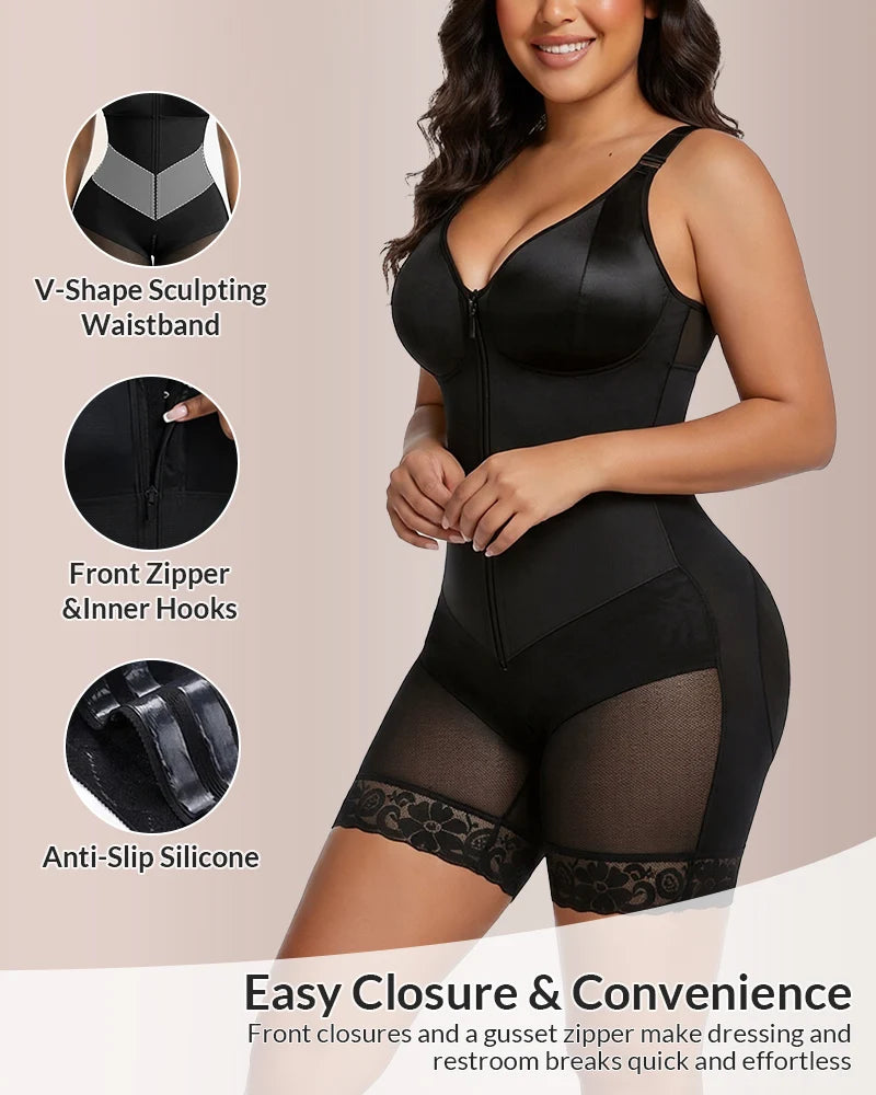 Sculpt & Smooth Front-Zip Full Body Shapewear Bodysuit