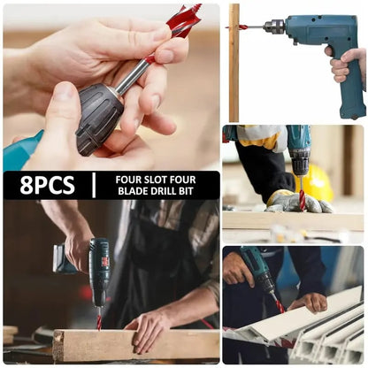 💯🔥10–25mm 8PCS Complete Wood Drilling Set: Heavy-Duty Fluted Bits & Versatile Drilling