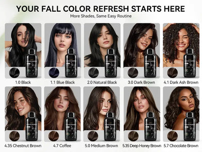Limer 6-in-1 Multicolor Hair Dye Shampoo - 460ml Herbal, Ammonia-Free, Semi-Permanent, No Bleach Formula with Black Currant Leaf Extract for Adults, Anti-Aging Gray Hair Coverage, 48-Hour Patch Test Required At-Home Haircare