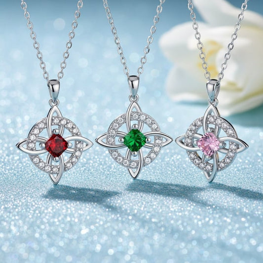 🔮💞Mystical Birthstone Witches Knot Necklace – Natural Crystal, A Personalized Surprise with Meaning