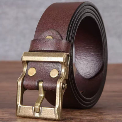 Premium Handmade Genuine Leather Belt: Vintage Design, Alloy Buckle & Durability