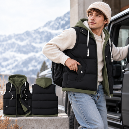 Unisex Layered Hooded Thermal Vest - Stylish, Warmth & Lightweight Comfort