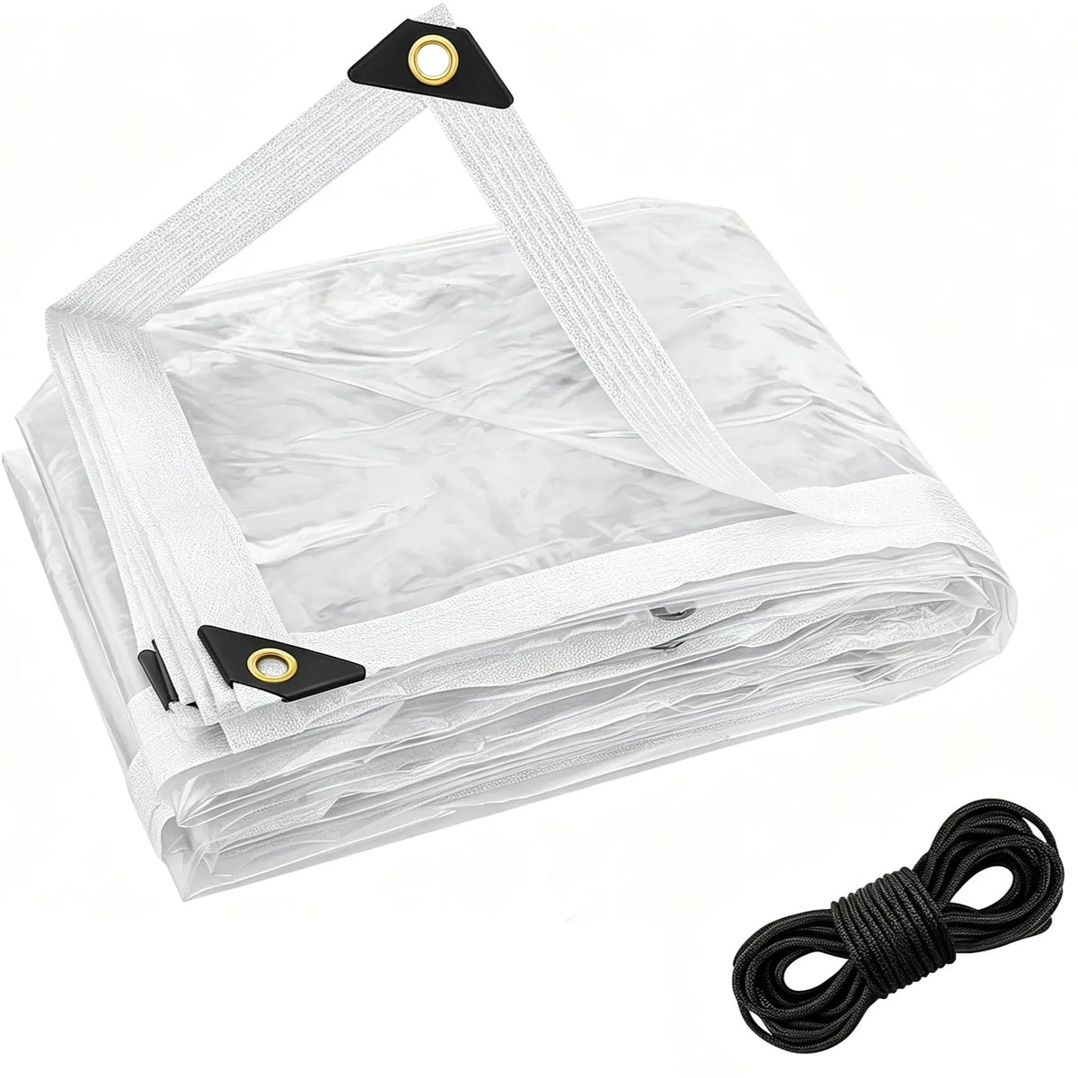 Heavy-Duty Transparent Waterproof Tarp: Outdoor Cover with Secure Rope & Reliable Protection