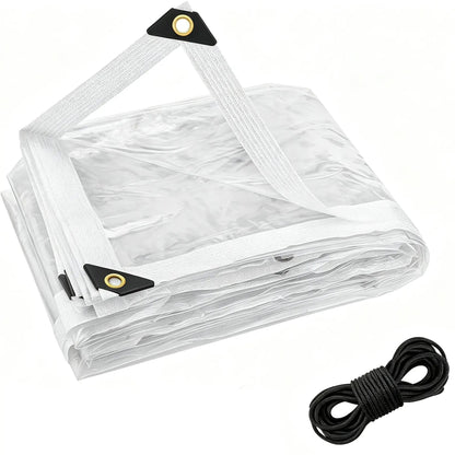 Heavy-Duty Transparent Waterproof Tarp: Outdoor Cover with Secure Rope & Reliable Protection