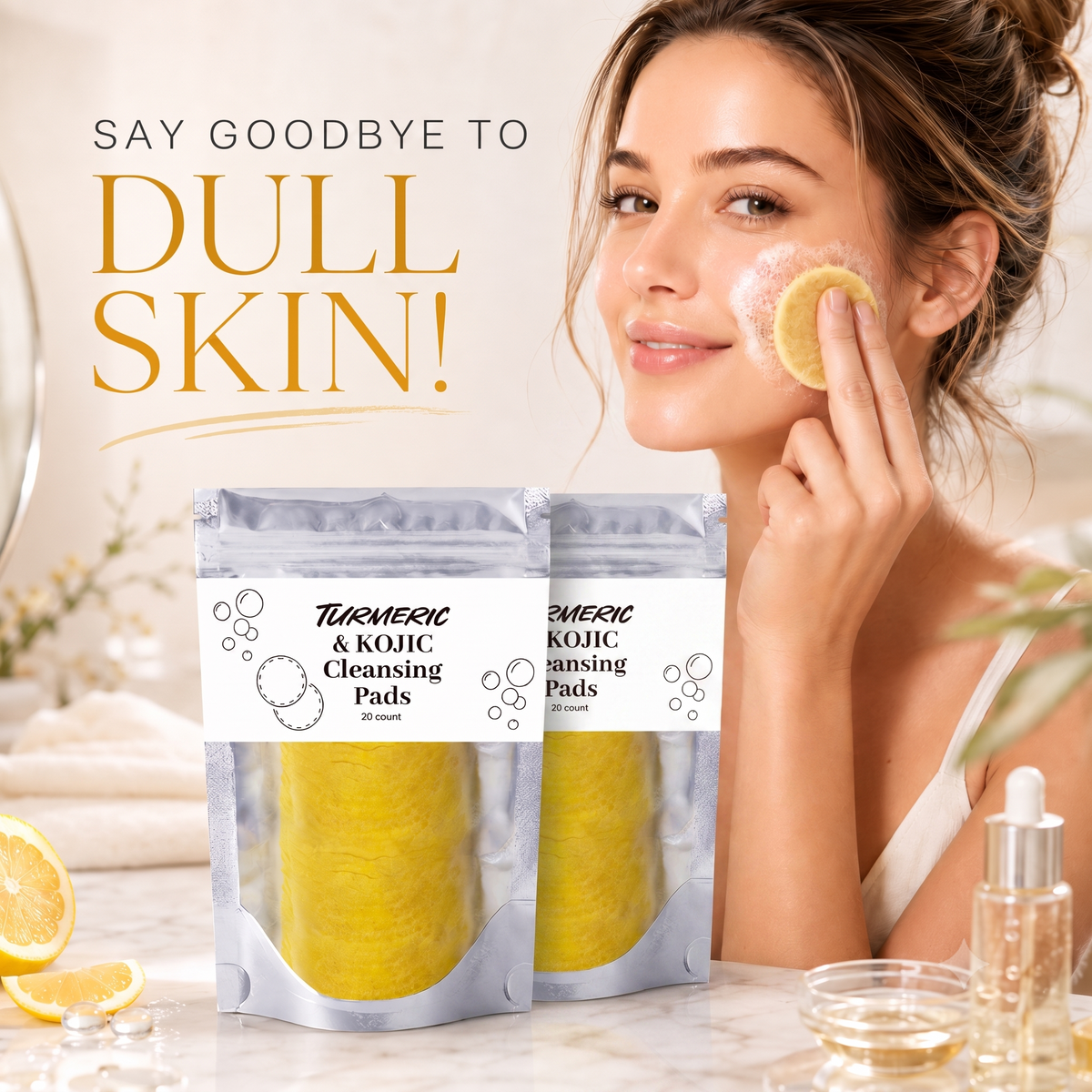 🌿 Natural Turmeric & Kojic Acid Facial Cleansing Pads - Gentle Cleansing & Daily Skin Care