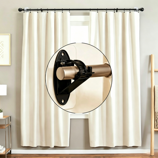 New Self Adhesive Rod Brackets, No Drill Needed Curtain Rod Holders
