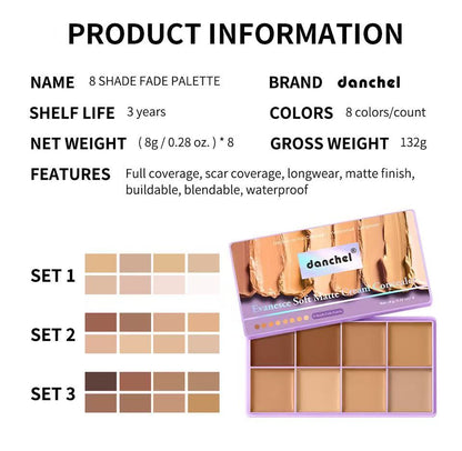 8-Color Cream Concealer & Contour Palette: Multi-Tone Coverage & Easy Blending