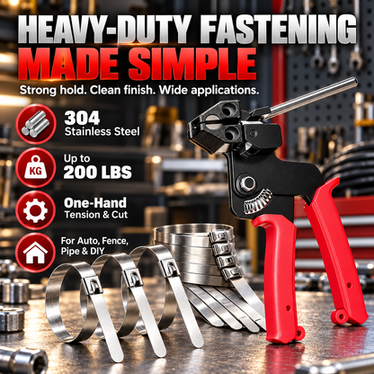 304 Stainless Steel Cable Tie Kit with Tool + 100 Ties: Durable & Easy Installation
