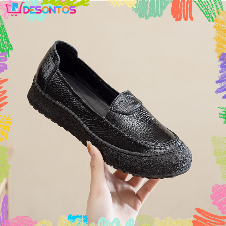 Genuine Cowhide Leather Soft-Sole Shoes