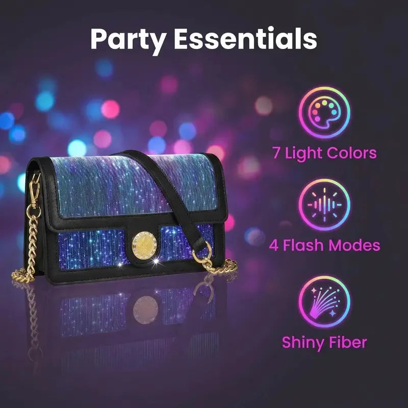 🌈 Fiber Optic Light-Up Crossbody Bag – 7 Colors & 4 Light Modes