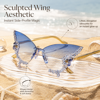Butterfly Rimless Rhinestone Sunglasses - Sparkling Design & Elegant Style